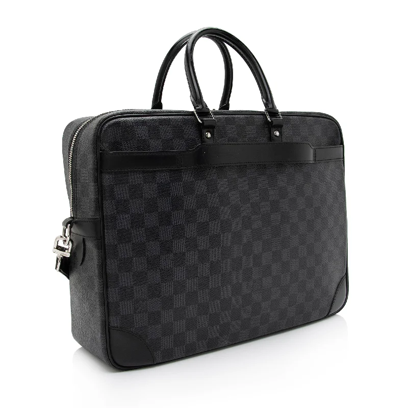 Louis Vuitton backpacks with a sleek, minimalist design for styleLouis Vuitton Damier Graphite Porte Documents Voyage Briefcase (SHF-3oWpzz)