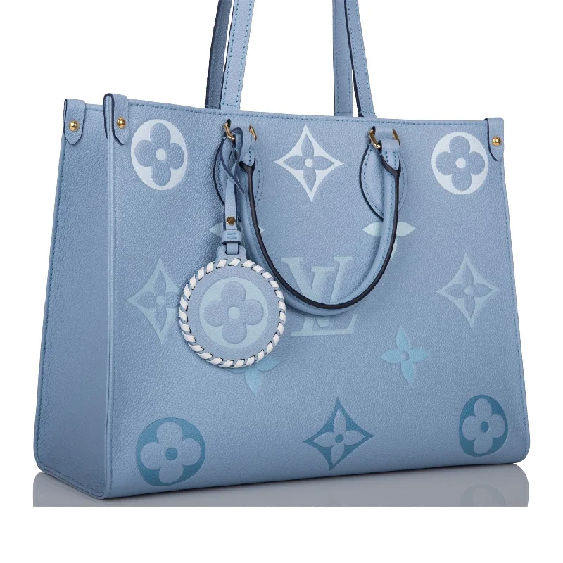 Medium - sized Louis Vuitton tote bags for work and shoppingLouis Vuitton Summer Blue By The Pool Empreinte Giant Monogram OnTheGo MM