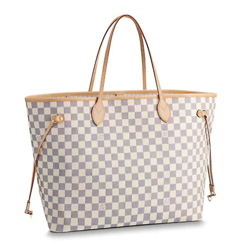 Louis Vuitton backpacks with a padded back panel for comfort during long - wearLouis Vuitton LV Women Neverfull GM Tote Damier Azur Canvas