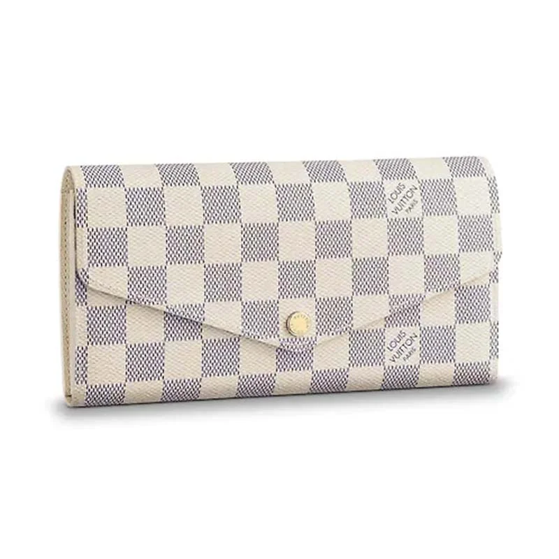 Louis Vuitton handbags with a back - zip pocket for storing valuablesLouis Vuitton LV Women Sarah Wallet Damier Azur Coated Canvas