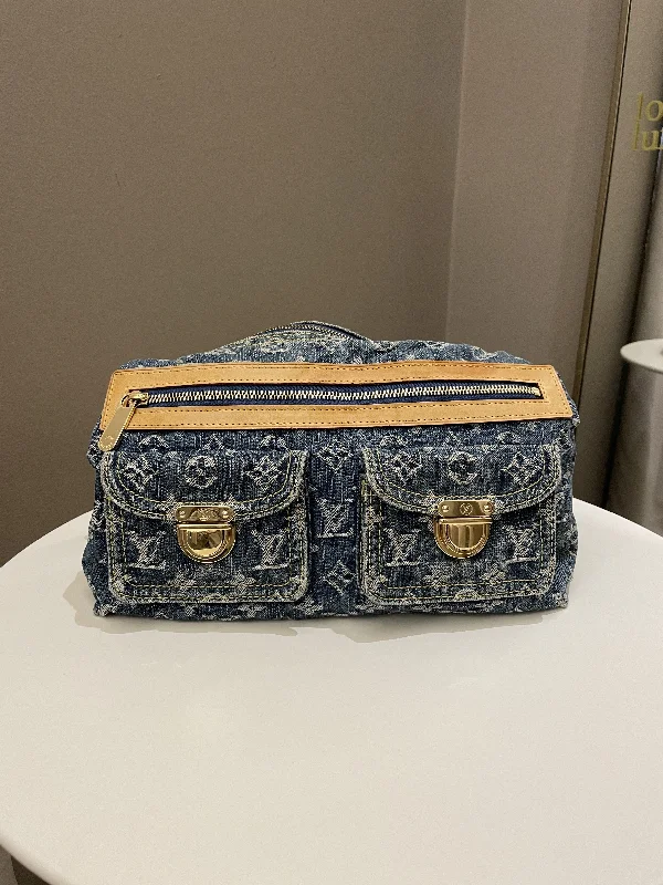 Louis Vuitton bags with a detachable mirror inside for on - the - go touch - upsLouis Vuitton Baggy Denim Bag Denim Monogram