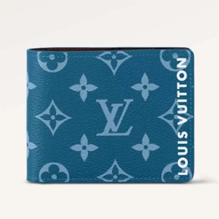 Louis Vuitton backpacks with a padded back panel for comfort during long - wearLouis Vuitton LV Unisex Slender Wallet Atlantic Blue Monogram Coated Canvas