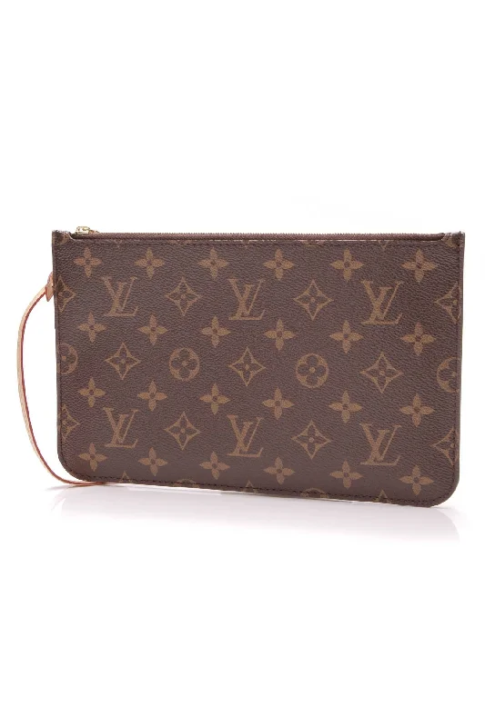 Ladies Louis Vuitton Capucines bags with a detachable shoulder strapLouis Vuitton Neverfull Pouch Wristlet - Monogram