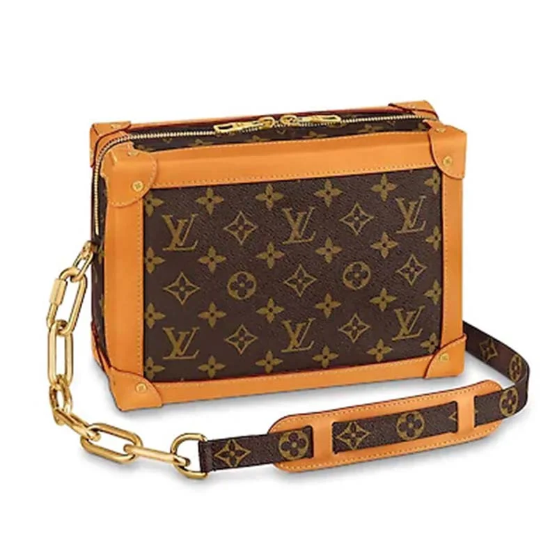 Ladies Louis Vuitton Petite Malle bags with a star - shaped charm for cutenessLouis Vuitton LV Unisex Soft Trunk Bag Monogram Coated Canvas-Brown