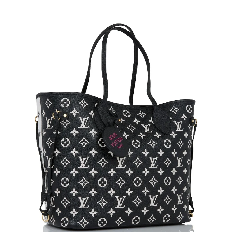 Louis Vuitton tote bags with a double - handle and shoulder - strap optionLouis Vuitton Spring in the City Black and White Monogram Empreinte Neverfull MM