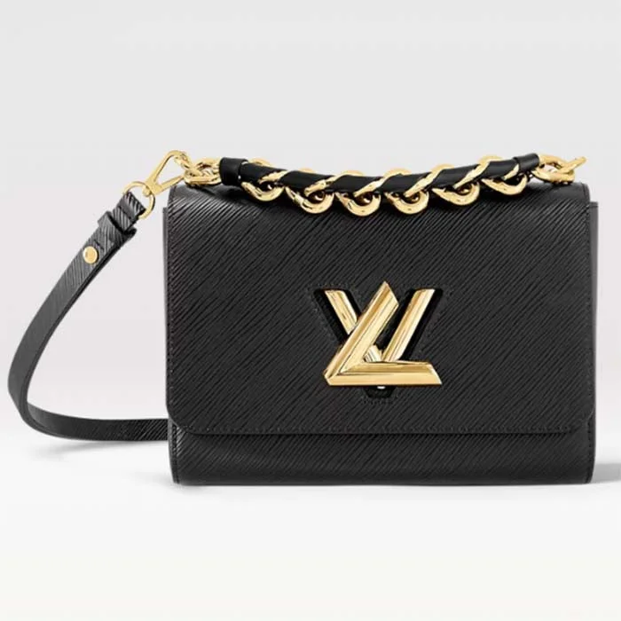 Louis Vuitton bags with a zip - around closure for enhanced securityLouis Vuitton LV Women Twist MM Black Epi Grained Cowhide Leather