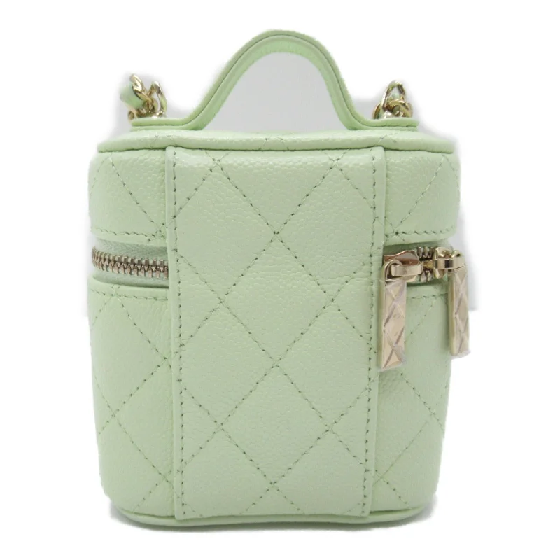 Chanel All - Match Handbag for Versatile StylingChanel Chanel Vanity Chain Shoulder Bag Caviar S  Green Light Green AP2503