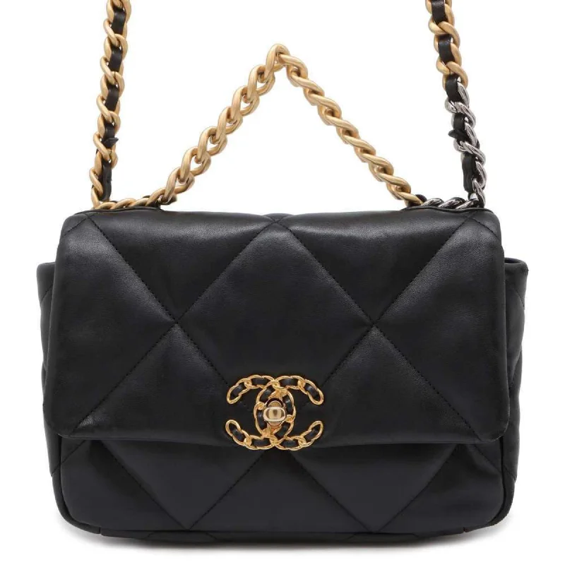 Chanel Designer Handbag with Unique DesignChanel Chain Shoulder Bag CHANEL19 Matelasse Coco Mark Flap Lambskin AS1160 Black