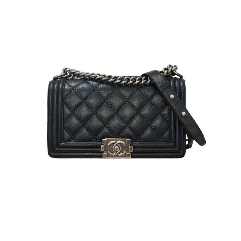 Chanel Handbag with Adjustable Strap for ComfortCaviar Quilted Old Medium Boy Flap Black RHW