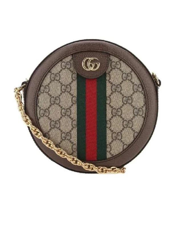 Women Gucci bags with a front - flap pocket for quick - access itemsGucci Ophidia Series GG Round Mini Shoulder Bag