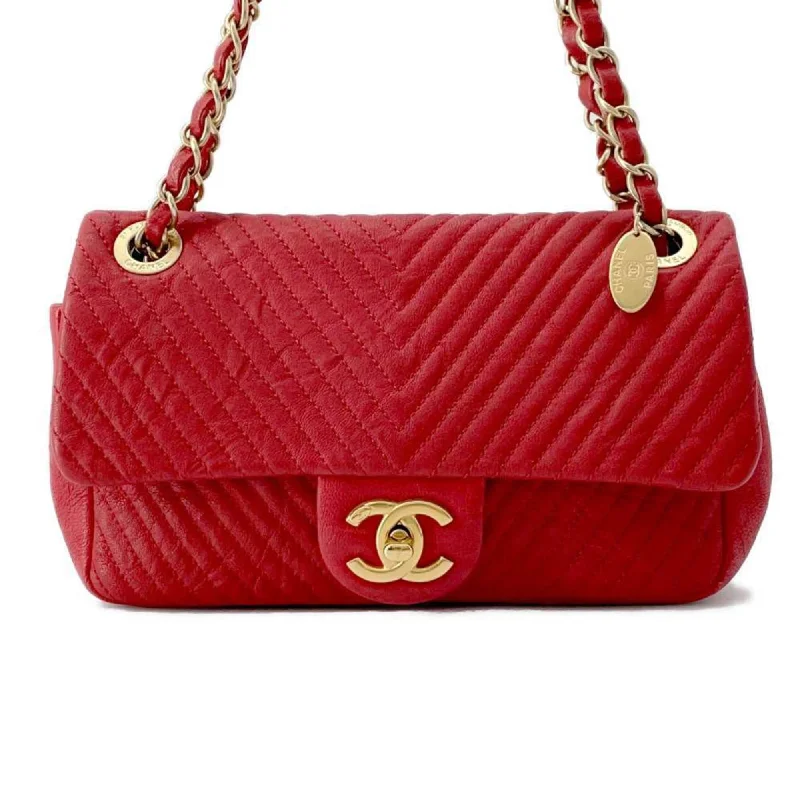 Chanel Handbag with Adjustable Strap for ComfortChanel Chain Shoulder Bag Chevron V Stitch Coco Mark Leather CHANEL