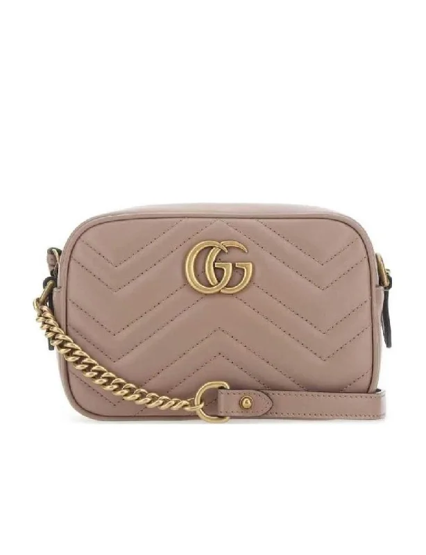 Ladies Gucci shoulder bags with a magnetic - closure flapGucci GG Marmont Collection Quilted Mini Handbag