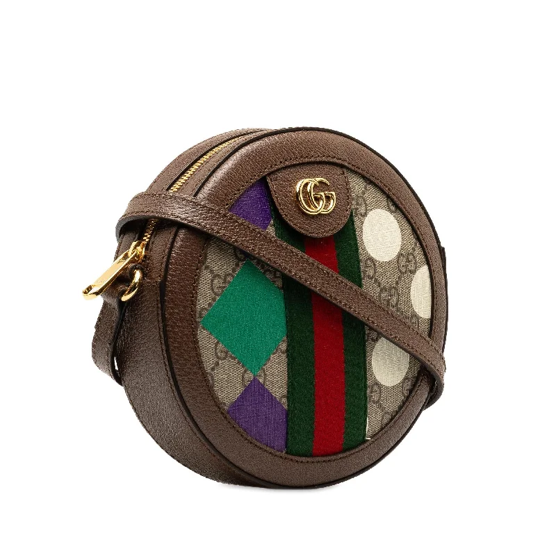 Women Gucci bags with a snap - button closure and a decorative charmGucci GG Supreme Ophidia Paint Round Crossbody Ulg3nX)