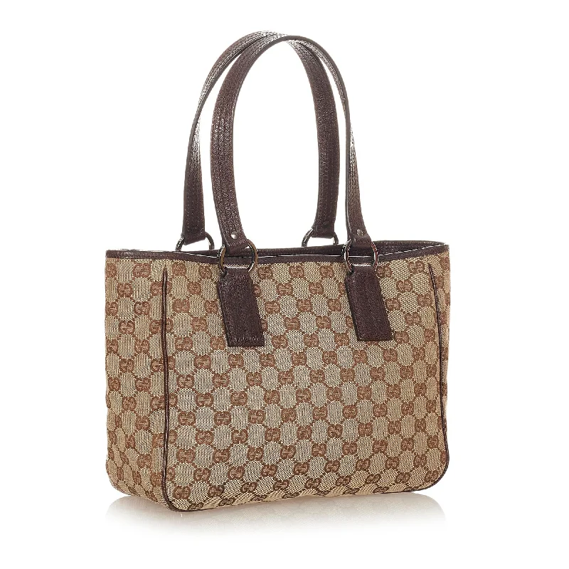 Women Gucci crossbody bags with a woven leather strapGucci GG Canvas Tote Bag (23306)