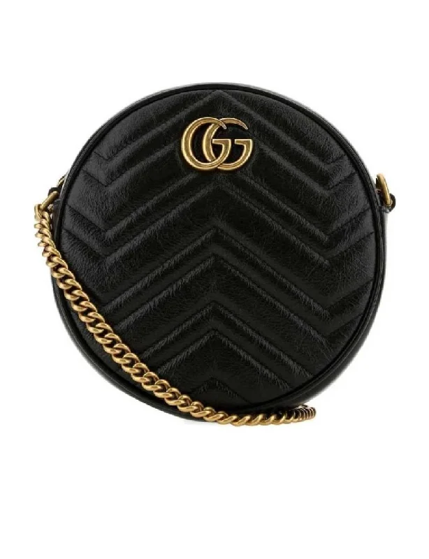 Gucci handbags for women with a metal - framed claspGucci GG Marmont Series Round Mini Shoulder Bag