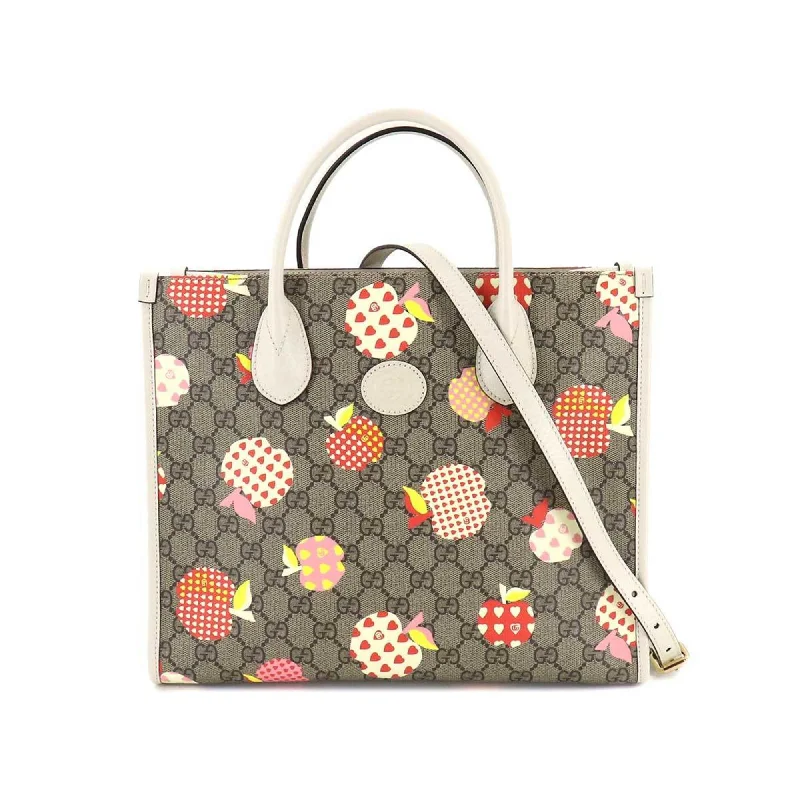 Ladies Gucci Dionysus bags with a star - shaped charmGucci Le Pomme GG Supreme 2way Tote Shoulder Bag Beige Ivory Red 659983