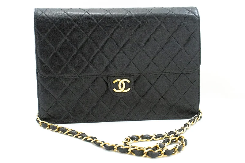 Chanel Vintage Inspired Handbag for Retro LoversCHANEL Chain Shoulder Bag Clutch Black Quilted Flap Lambskin Purse