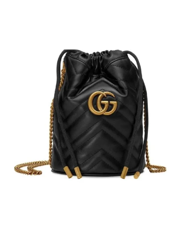 Women Gucci Sylvie bags with a leather - wrapped handleGucci GG Marmont Collection Mini Bucket Bag