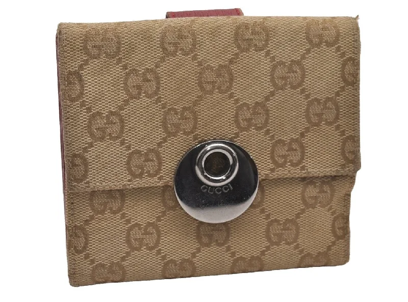 Women Gucci Sylvie bags with a monogram - embossed leatherAuthentic GUCCI Eclipse Bifold Wallet Purse GG Canvas Leather 120932 Beige 3864J