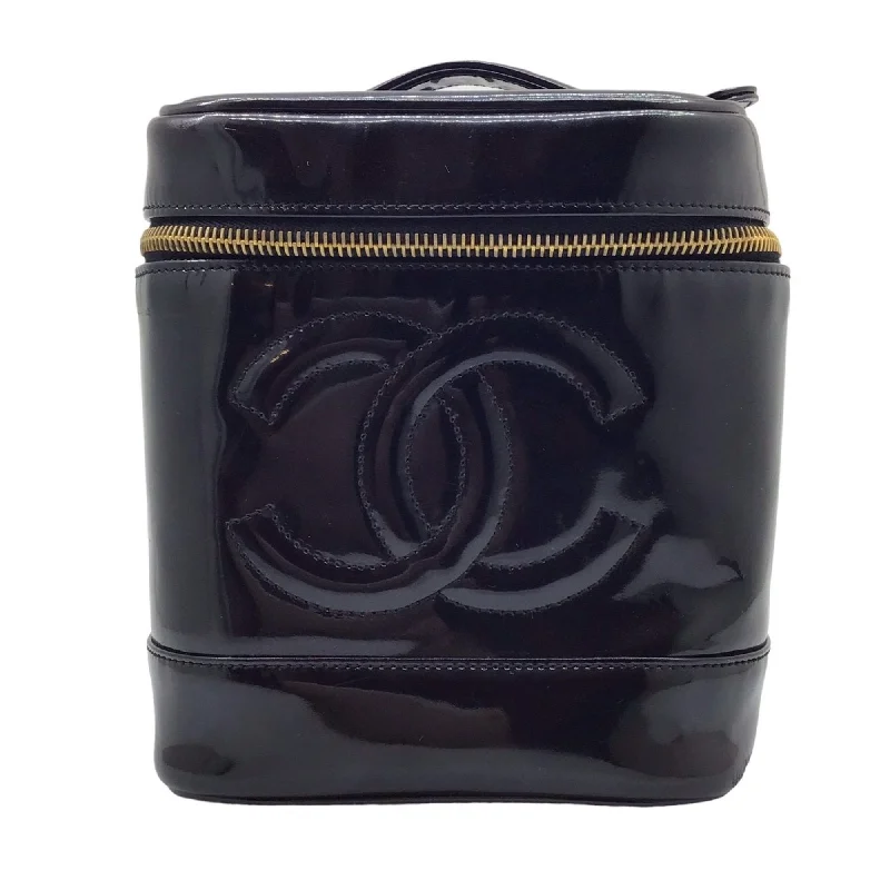 Chanel Classic Flap Bag for Evening PartyCHANEL Chanel Vanity Enamel Black Coco Mark Bag Handbag Compact Storage Box Women's