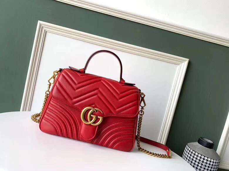 Gucci Marmont bags for women with a contrast - colored interiorGucci Bags -  Luxury Bags  1435