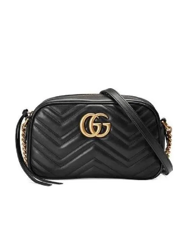 Women Gucci bags with a zippered interior pocketGucci GG Marmont Series Small Quilted Shoulder Bag