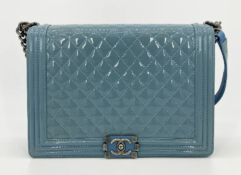 Chanel Limited Edition Handbag for CollectorsChanel Light Blue Patent Large Boy Bag