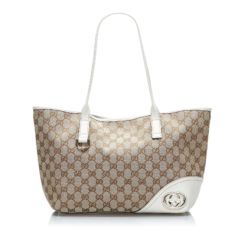 Women Gucci bags with a detachable mirror insideGucci GG Canvas New Britt Tote Tote Bag