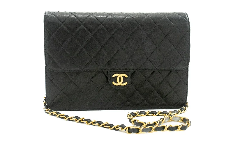 Chanel Limited Edition Handbag for CollectorsCHANEL Chain Shoulder Bag Clutch Black Quilted Flap Lambskin Purse