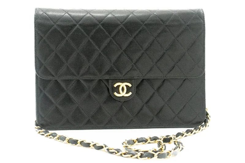 Chanel Classic Flap Bag for Evening PartyCHANEL Chain Shoulder Bag Clutch Black Quilted Flap Lambskin Purse