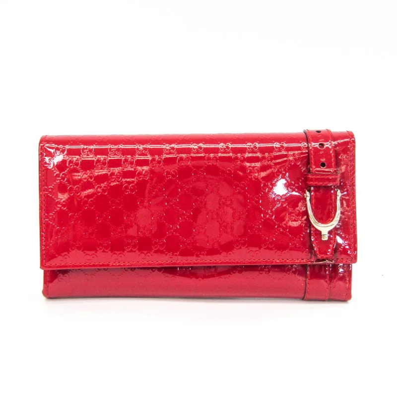 Women Gucci Sylvie bags with a crystal - embellished web stripeGucci MicroGuccissima 309760 Women's Enamel Leather Long Wallet (bi-fold) Red Color