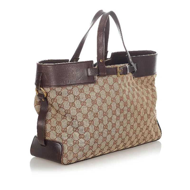 Women Gucci Sylvie bags with a crystal - embellished web stripeGucci GG Canvas Tote Bag (23283)