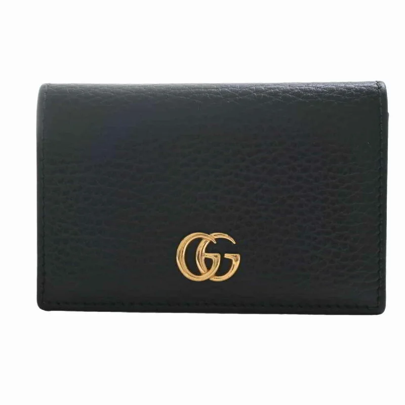 Women Gucci bags with a magnetic snap closure for easy accessGucci GG Marmont Leather Card Case Business Holder Black