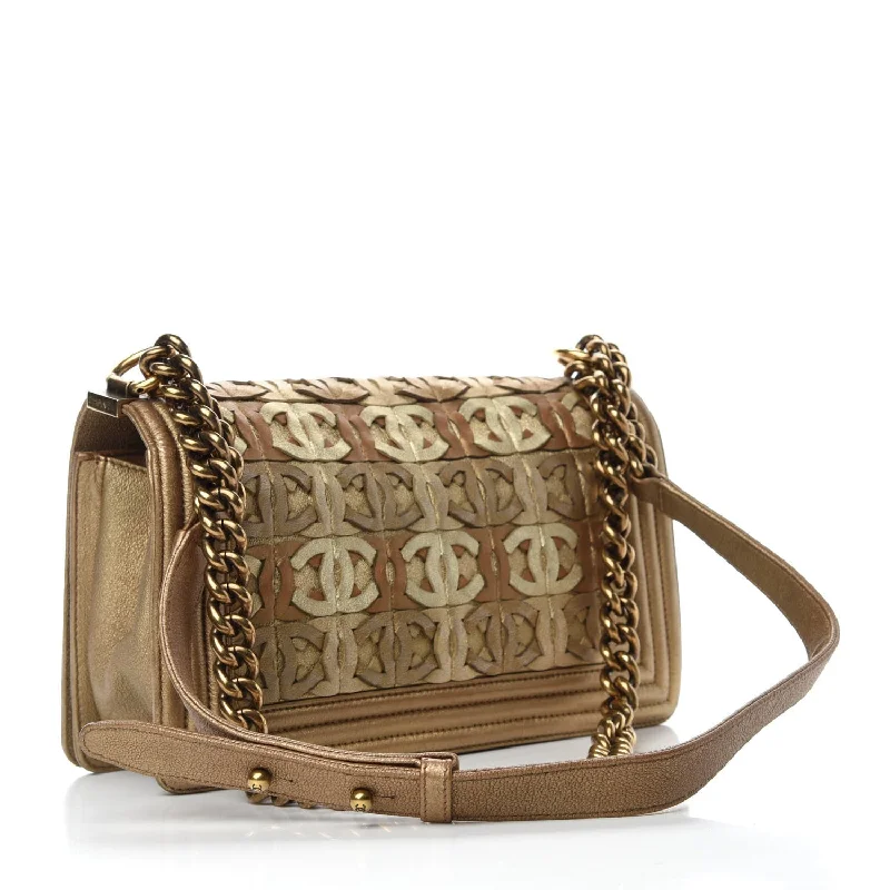 Chanel Luxury Handbag for High - End EventsChanel Medium Metallic Golden CC Boy Flap Bag