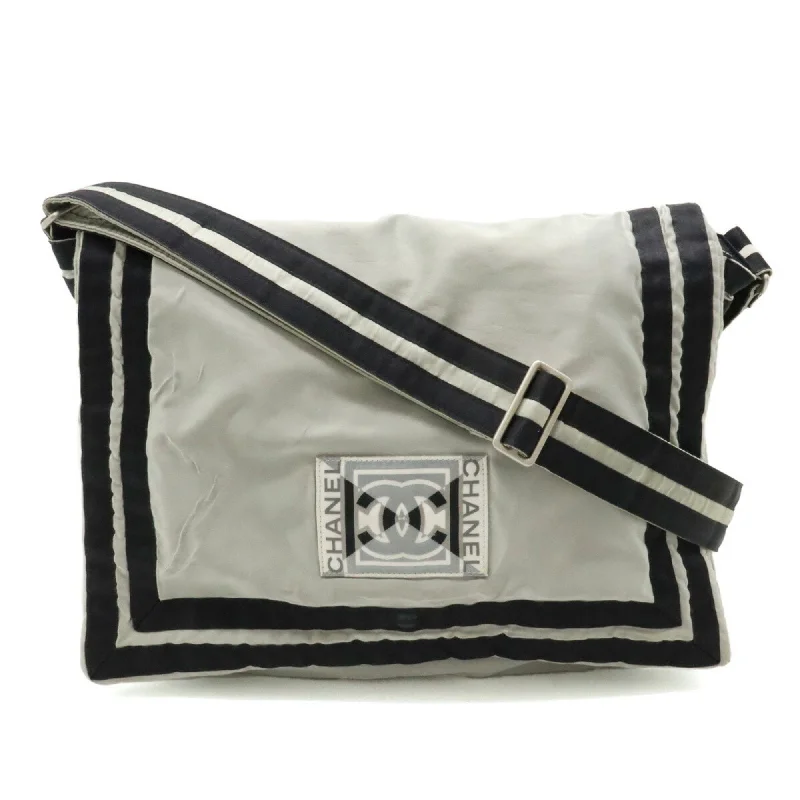 Chanel Small Crossbody Bag for TravelCHANEL Chanel Sport Line Coco Mark Shoulder Bag Satin Silver Black A31751