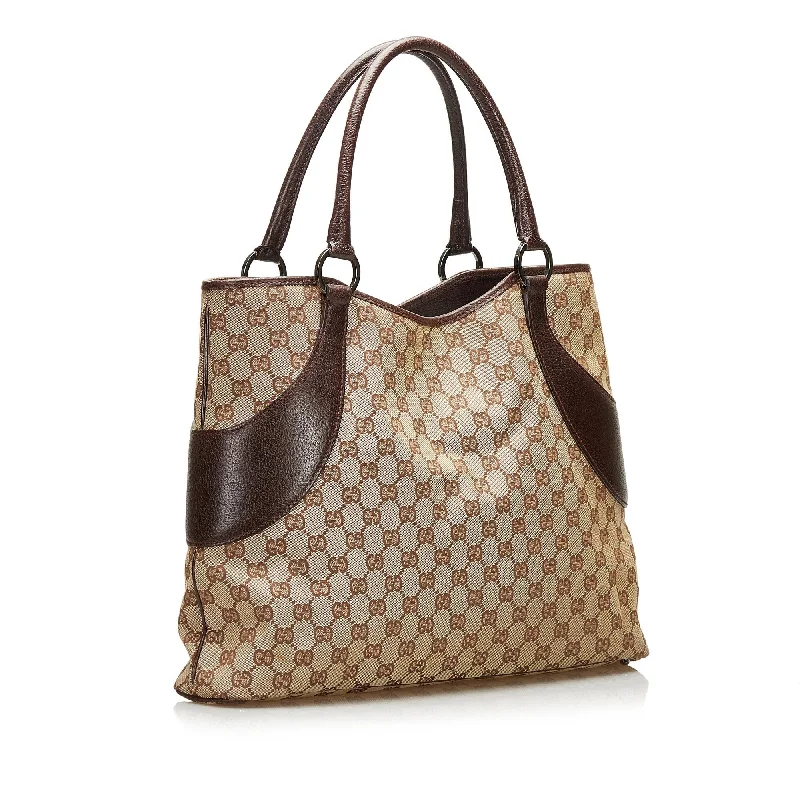 Gucci tote bags for women with a double - handle designGucci GG Canvas Tote (35566)