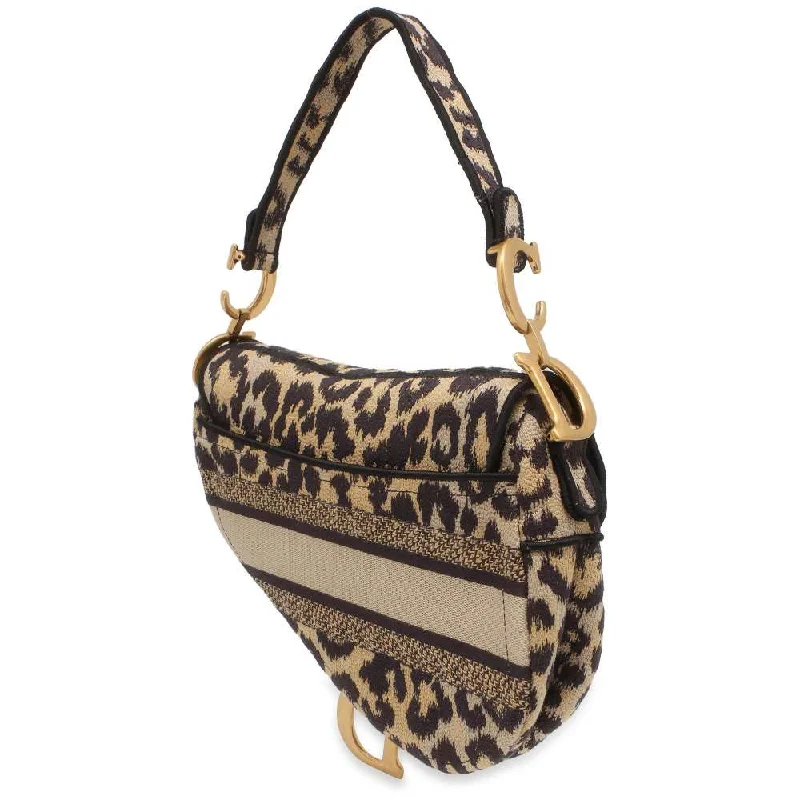 Christian Dior Saddle bags with a distressed leather finishDior Saddle bag Leopard M0446 Canvas