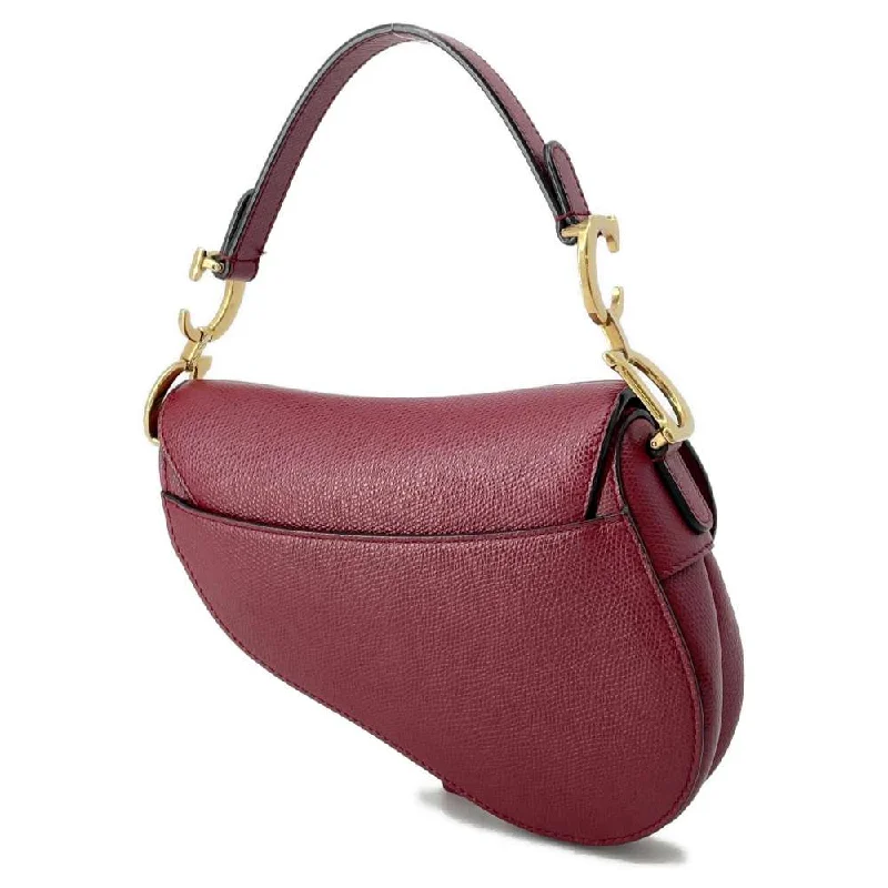 Christian Dior bags with a zip - top closure and multiple compartmentsDior Saddle bag Red M0447CWVG Leather Size Mini