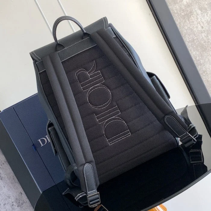 Christian Dior tote bags with a double - handle and shoulder - strap optionDior Saddle Backpack Black Grained Calfskin