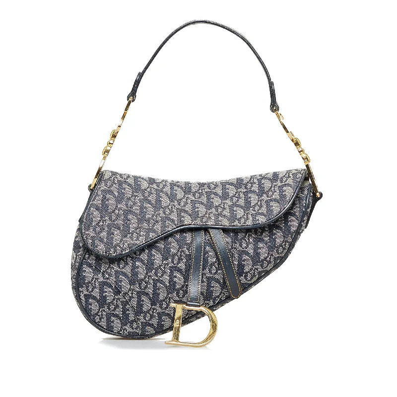 Christian Dior bags with a quilted pattern and gold - toned hardwareDior Saddle Bag Blue Oblique Canvas