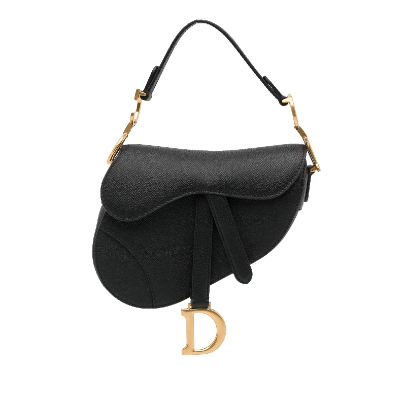 Christian Dior crossbody bags with a front - flap pocket for easy accessDior Saddle Bag Mini Black Calfskin