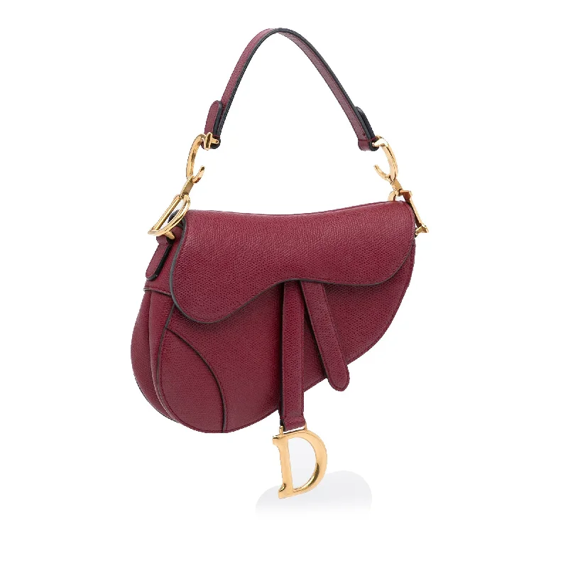 High - fashion Christian Dior bags with a geometric patternDior Saddle Bag Mini Red Calfskin