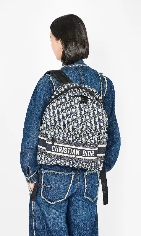 Contemporary Christian Dior handbags with a unique shapeDior Travel Backpack Blue Dior Oblique Jacquard