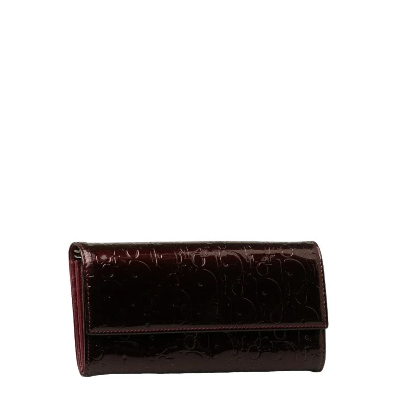 Christian Dior handbags with a back - pocket for quick storageDIOR Trotter Long Wallet Bordeaux Wine Red Enamel