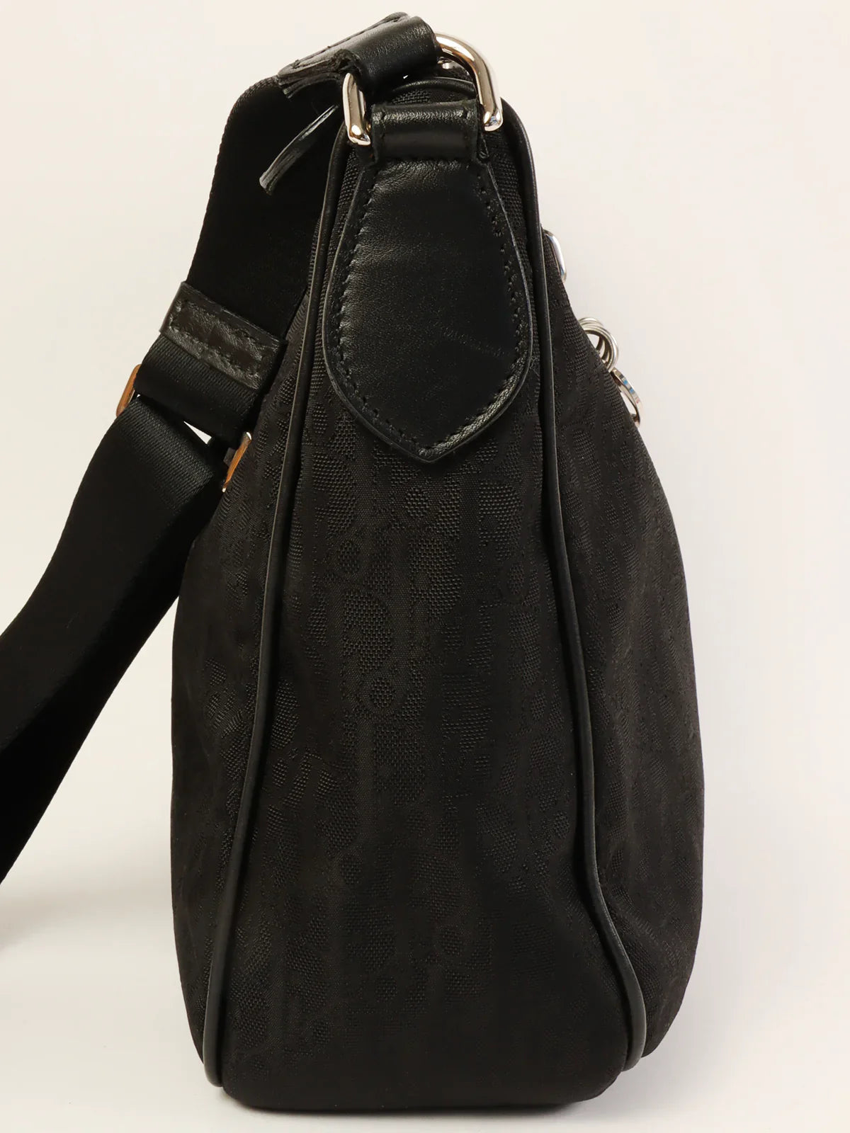 Contemporary Christian Dior handbags with a unique shapeDIOR Trotter Pattern Logo Charm Shoulder Bag Black