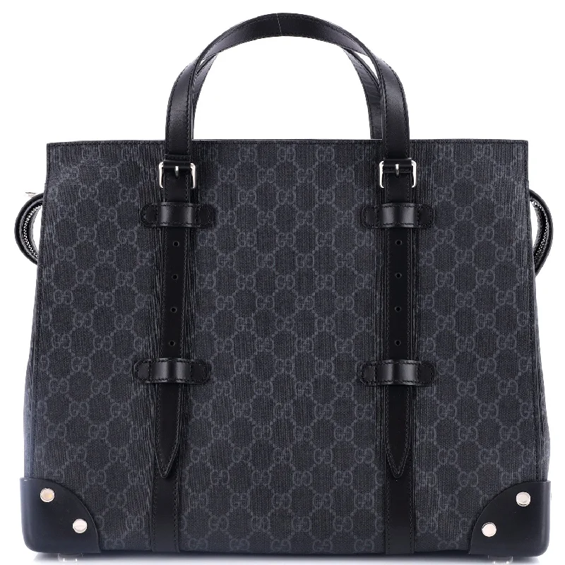 Christian Dior Saddle bags with a studded trim for a bold lookBuckle Travel Tote GG Coated Canvas with Leather Large