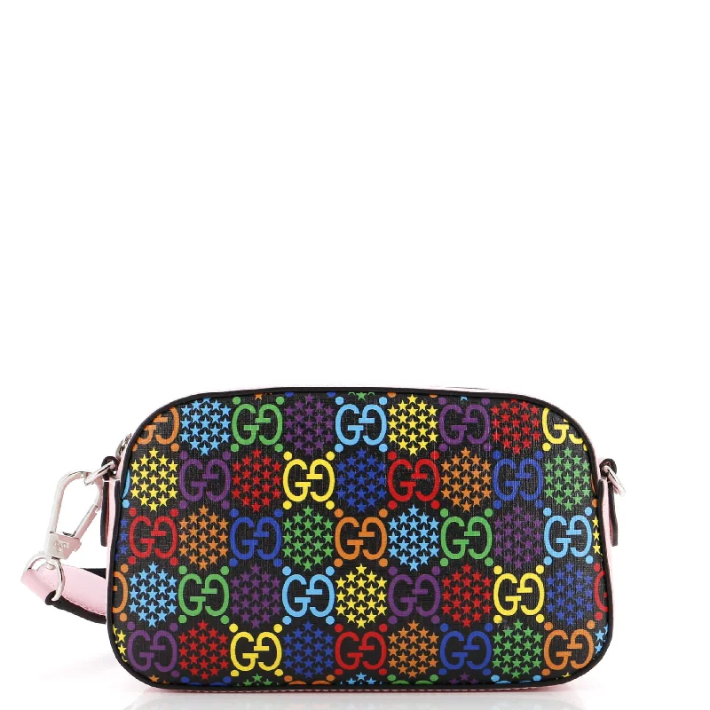 Gucci backpacks for women with a sleek silhouetteCamera Crossbody Bag Psychedelic Print GG Coated Canvas Small