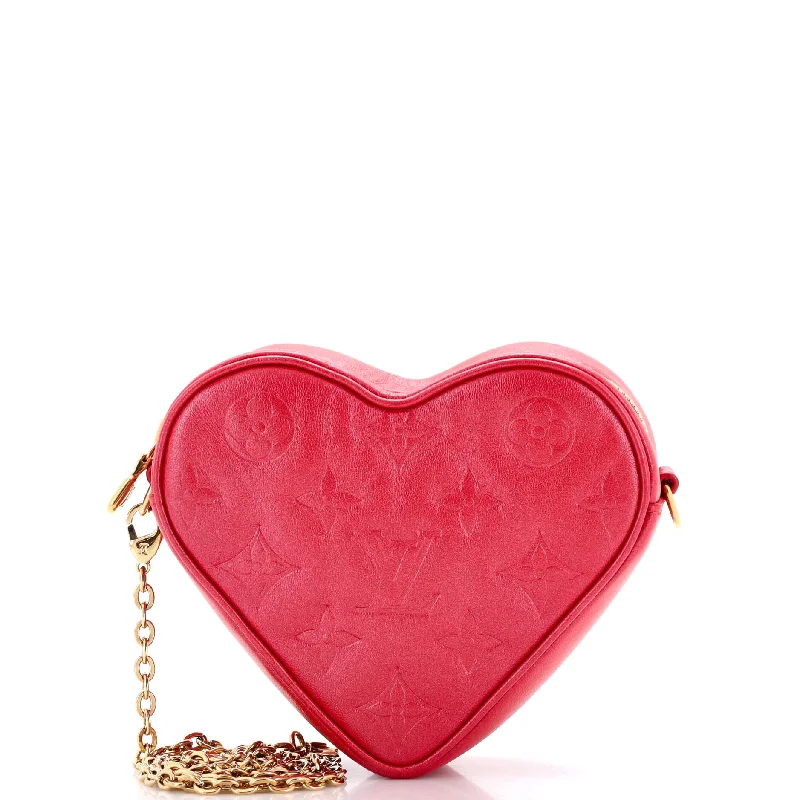 Christian Dior bags with a zip - top closure and multiple compartmentsCoeur Heart on Chain Bag Monogram Embossed Lambskin