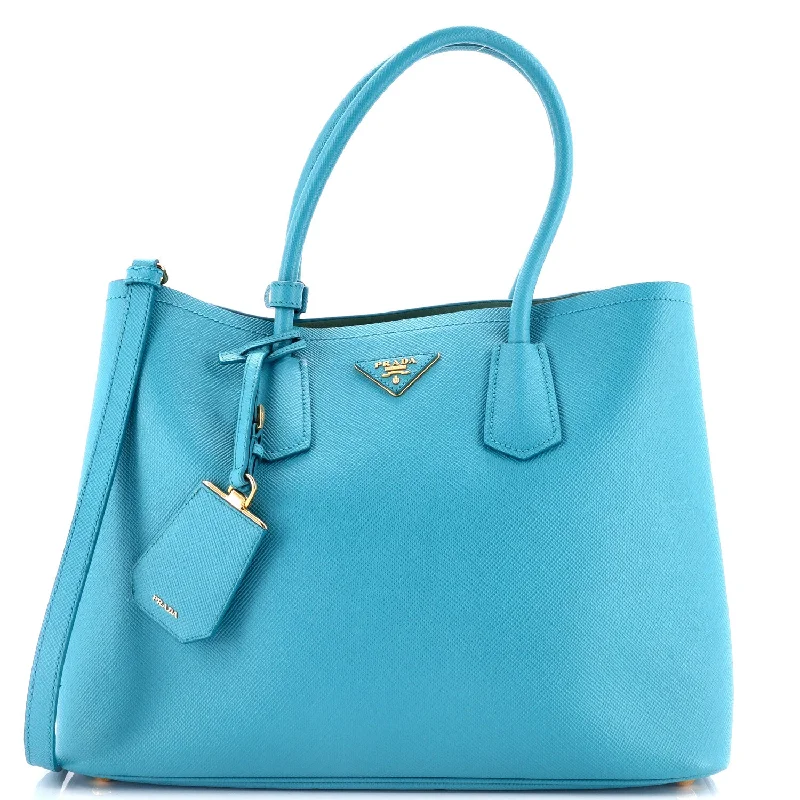 Prada Galleria bags with a structured silhouette for a professional lookCuir Double Tote Saffiano Leather Large