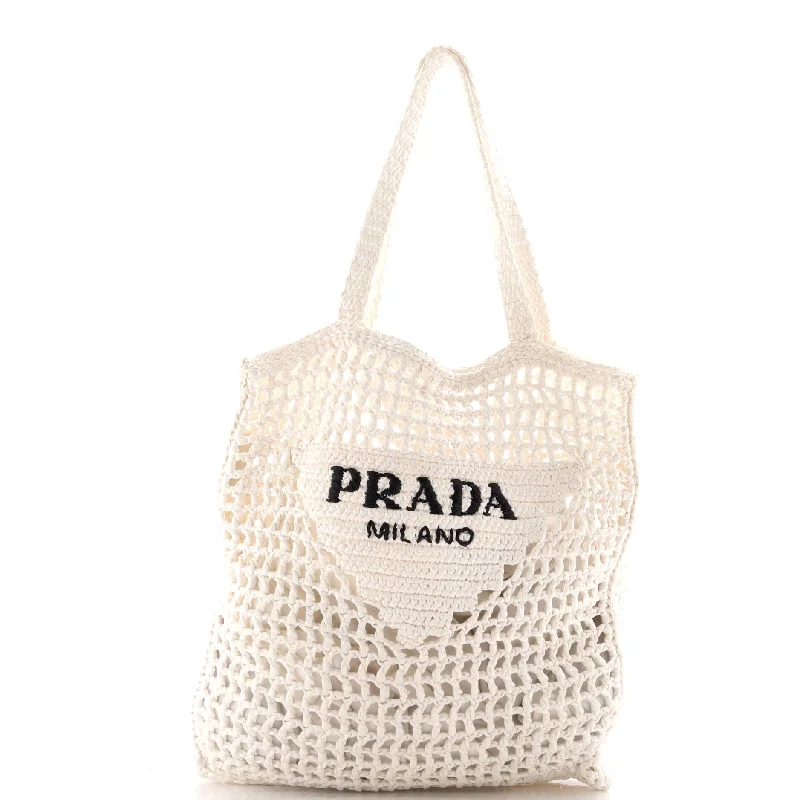 Small - sized Prada Saffiano leather bags for a compact and stylish carryTriangle Logo Open Tote Raffia